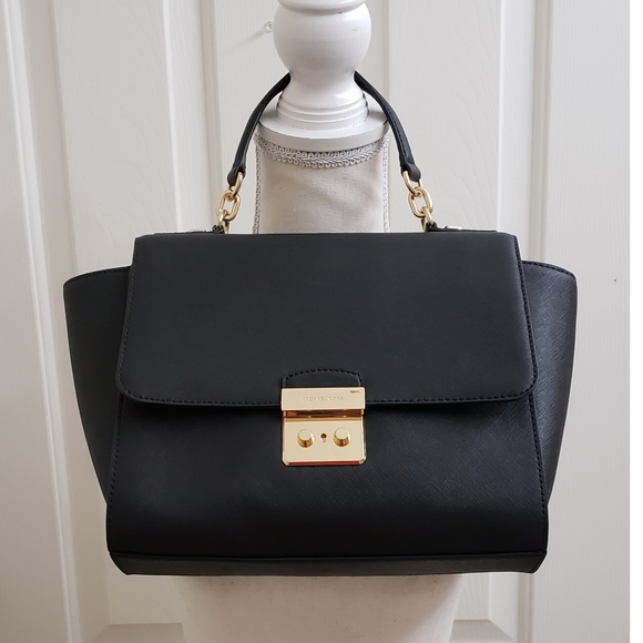Michael Kors Handbags - MICHAEL KORS TINA BLACK SAFFIANO LEATHER SATCHEL